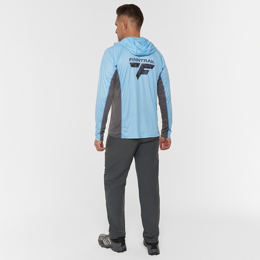 Kapuutsi ja pikkade varrukatega särk Finntrail WAVE BIG LOGO LightBlue 6614 5
