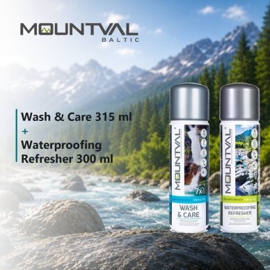 Zestaw do pielęgnacji kurtki i woderów Mountval, 315 i 300 ml Zestaw do pielęgnacji kurtki i woderów Mountval, 315 i 300 ml